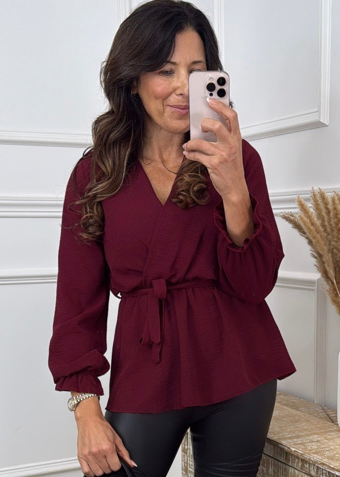 Marcel Wine Wrap Blouse