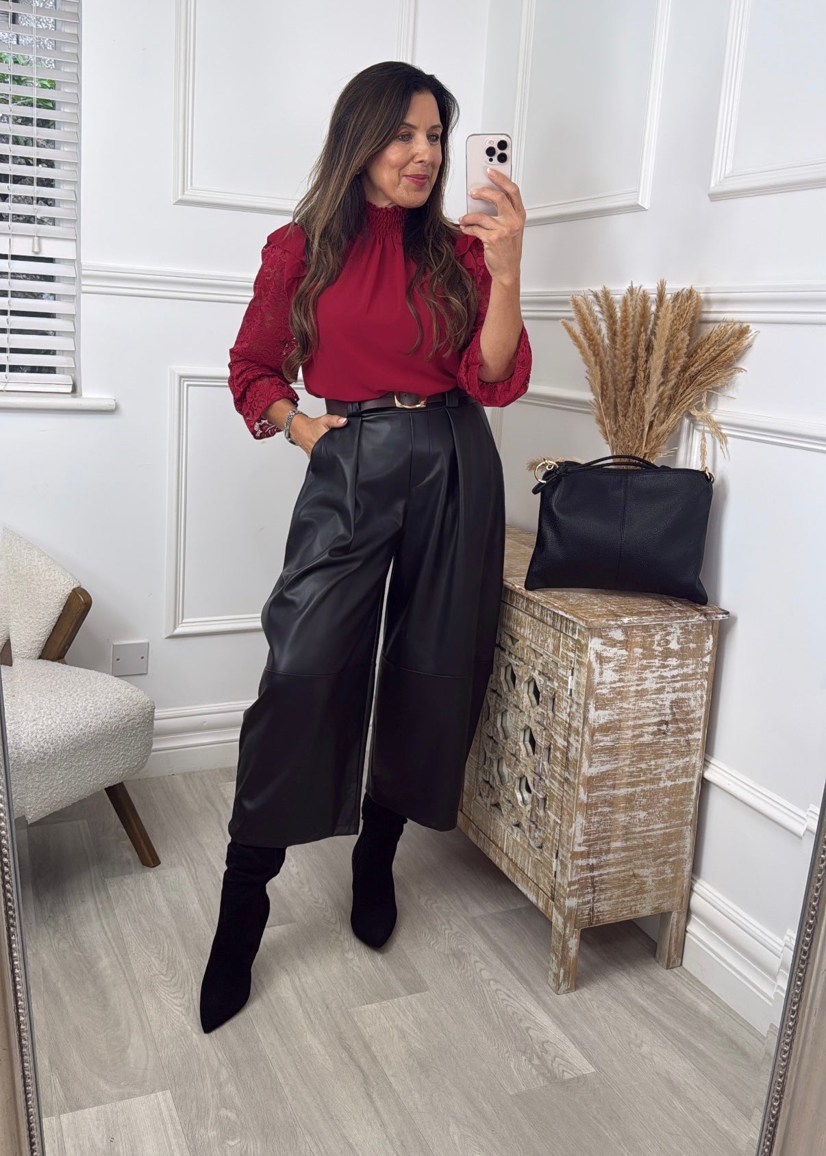 Abby Wine High Neck Top
