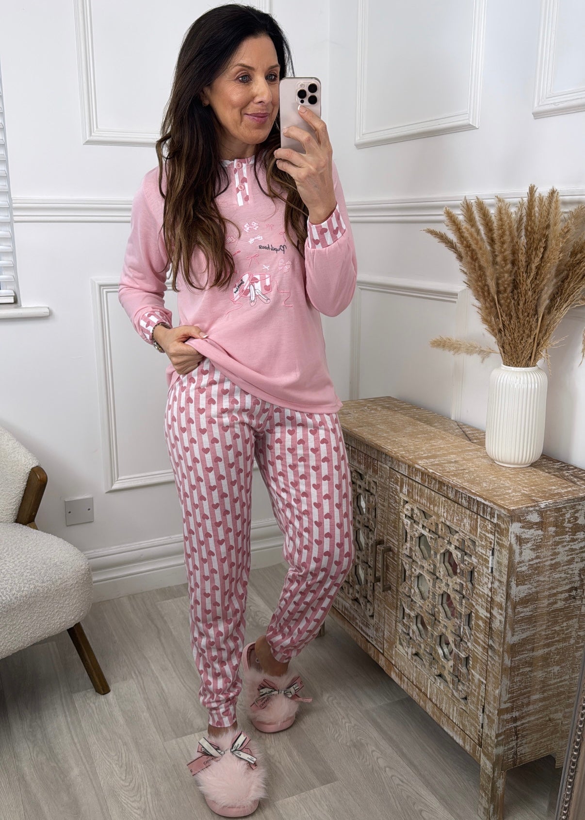 Donella Pink Embroidered Pajama