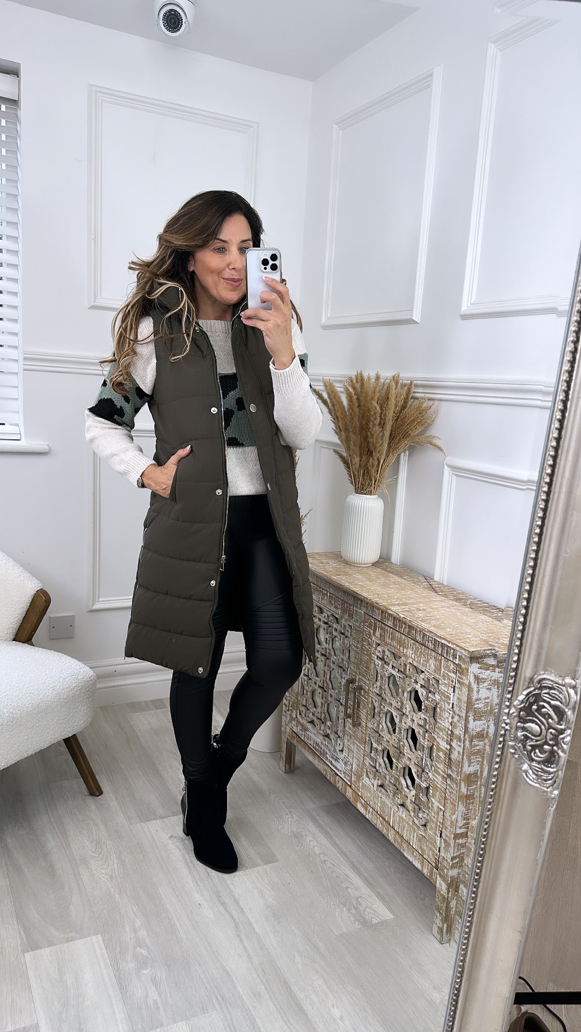 Sia Khaki Leo Panel Sweater