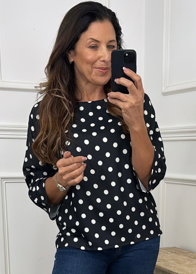 Vera Black Polka Dot Top