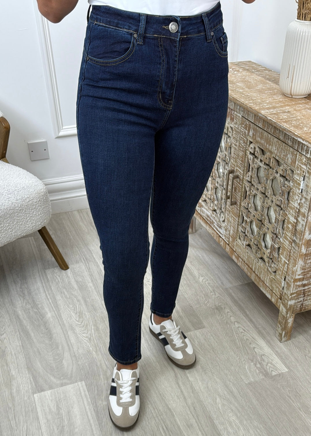 Flavia Dark Blue Skinny High Waist Jeans