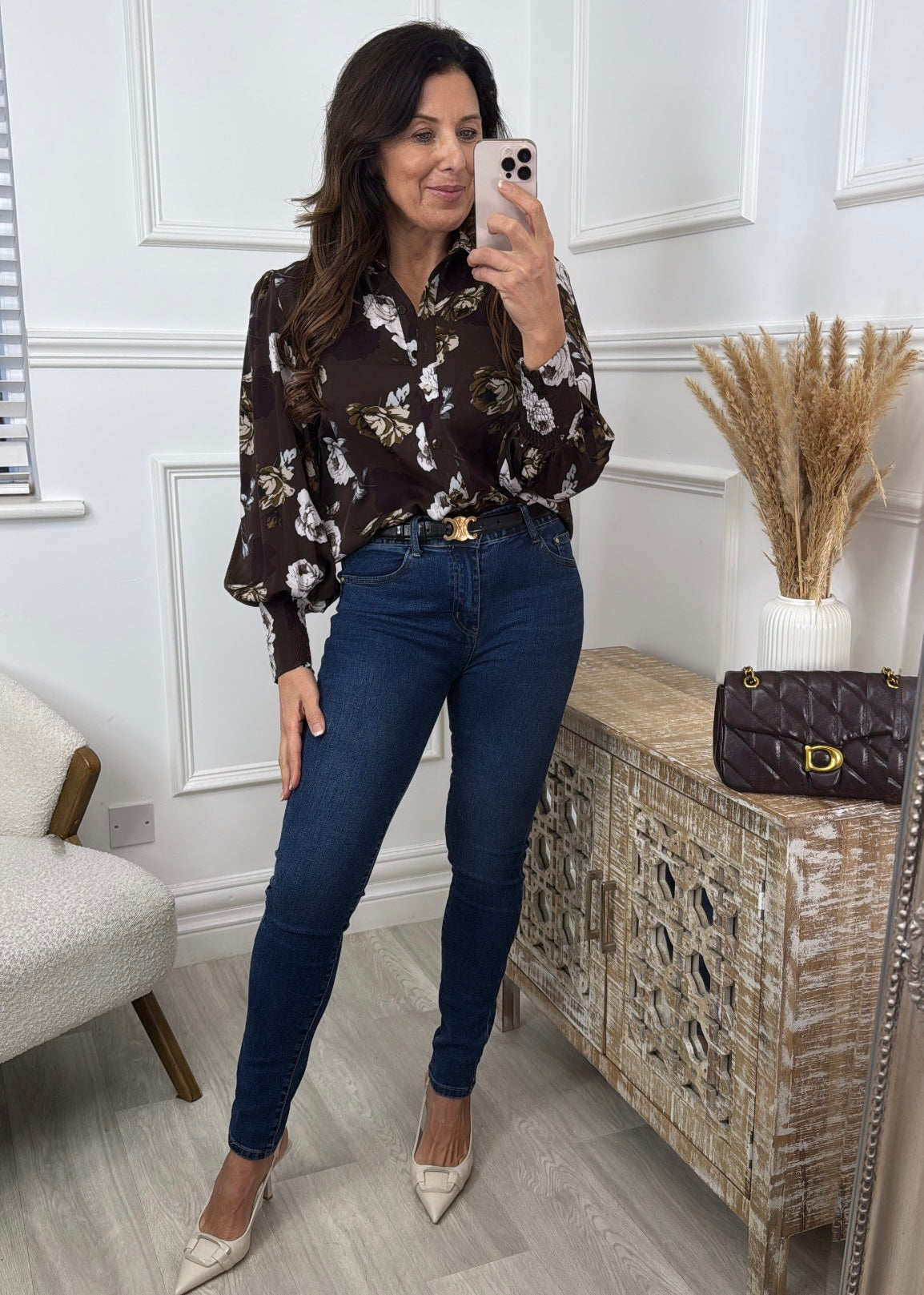 Sorcha Brown Floral Print Shirt