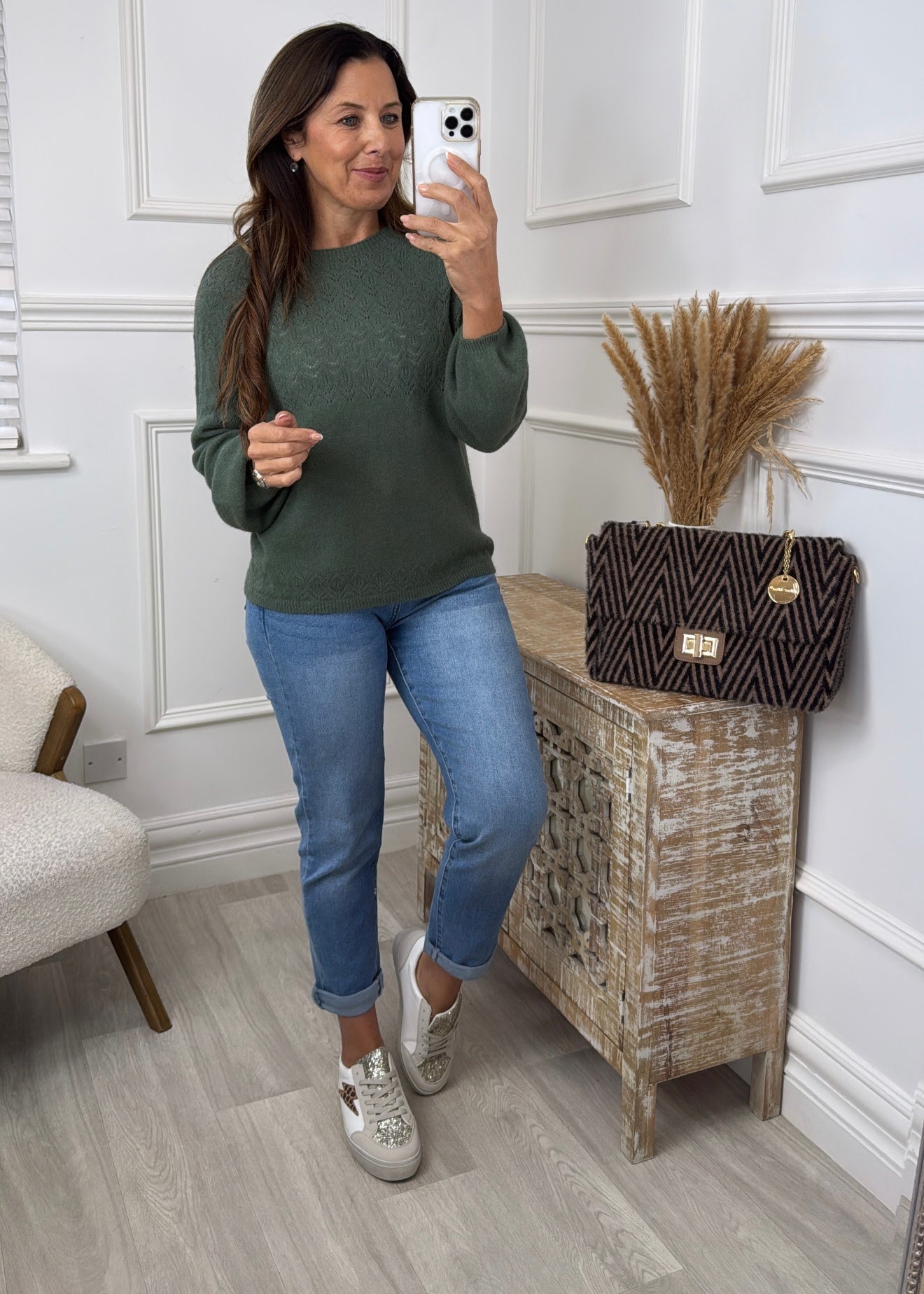 Lainey Khaki Long Sleeved Jumper