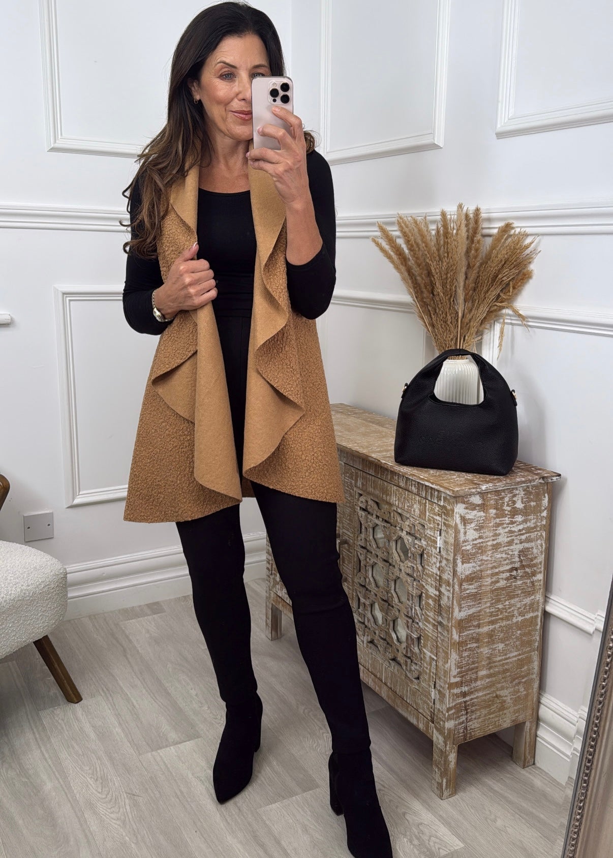 Zara Camel Waterfall Waistcoat