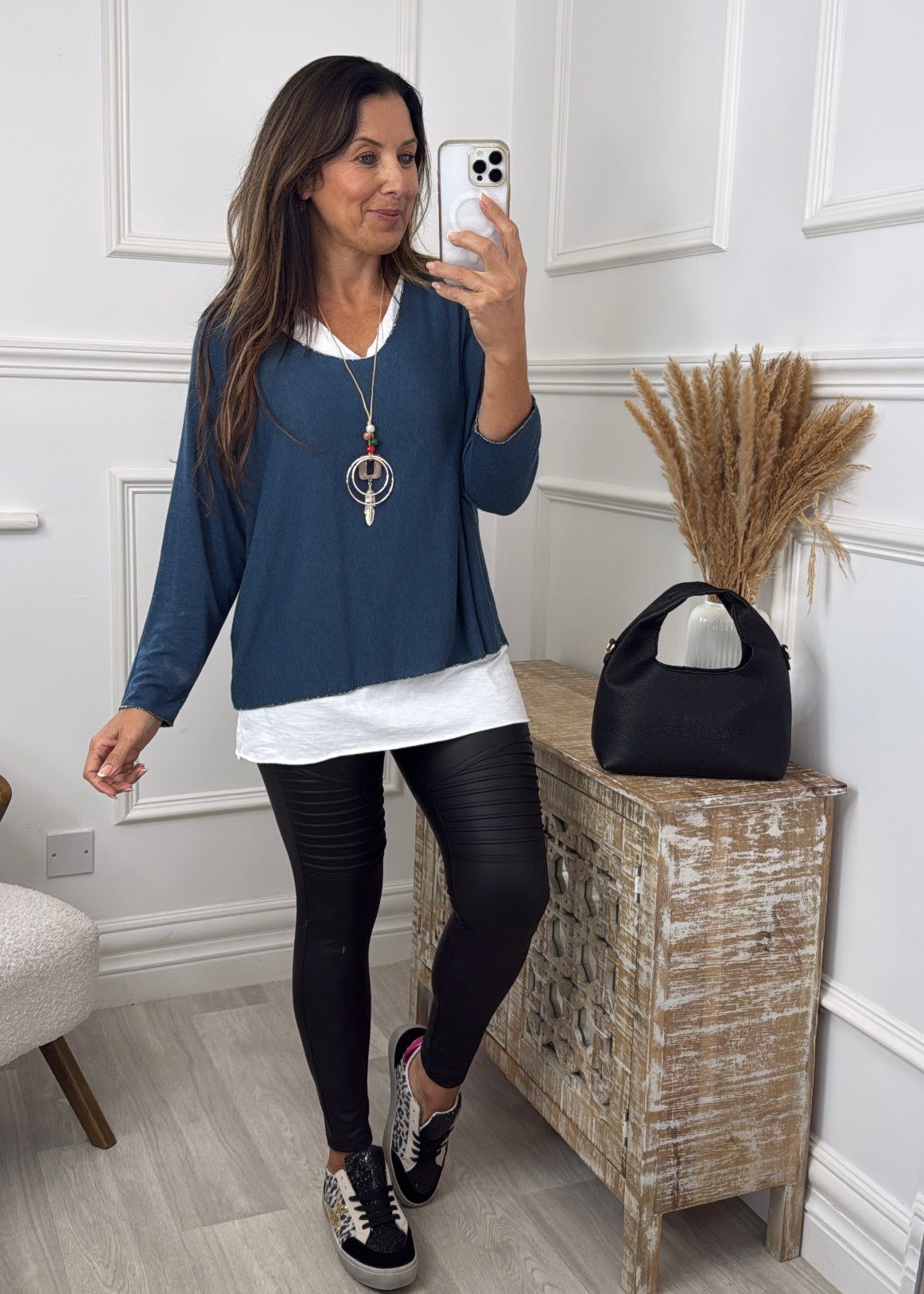 Vada Teal Layered Top