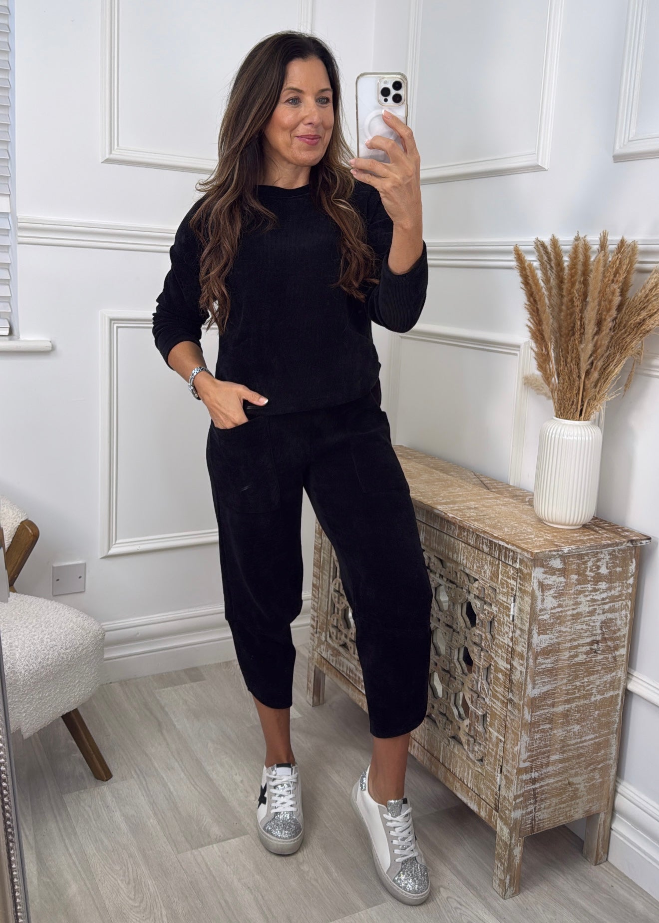 Vogue Black Ribbed Tracksuit