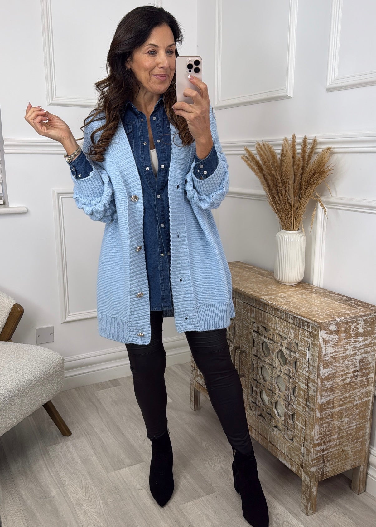 Blair Sky Blue Bubble Sleeve Cardigan