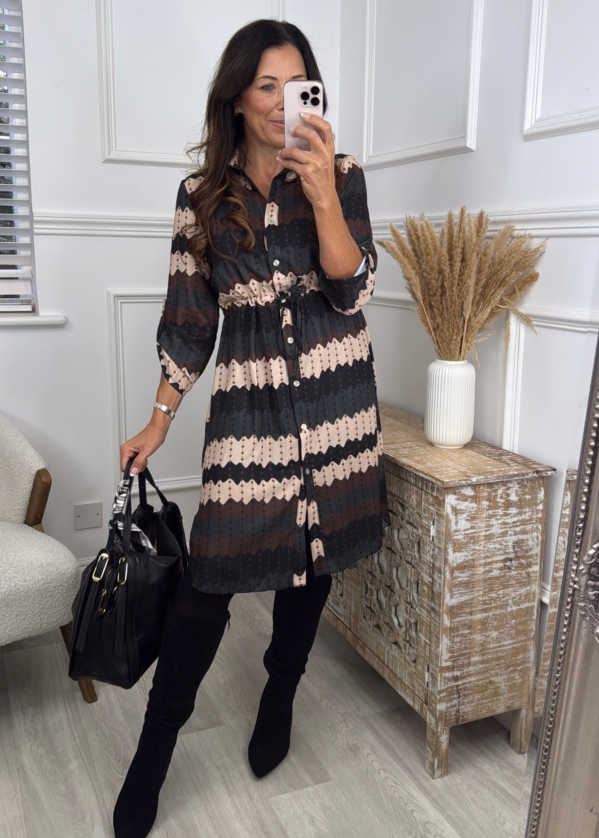 Trinity Teal Pattern Shirt Dress