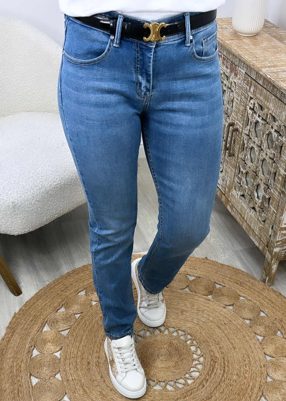 Louisana Mid Blue Straight Leg Jeans