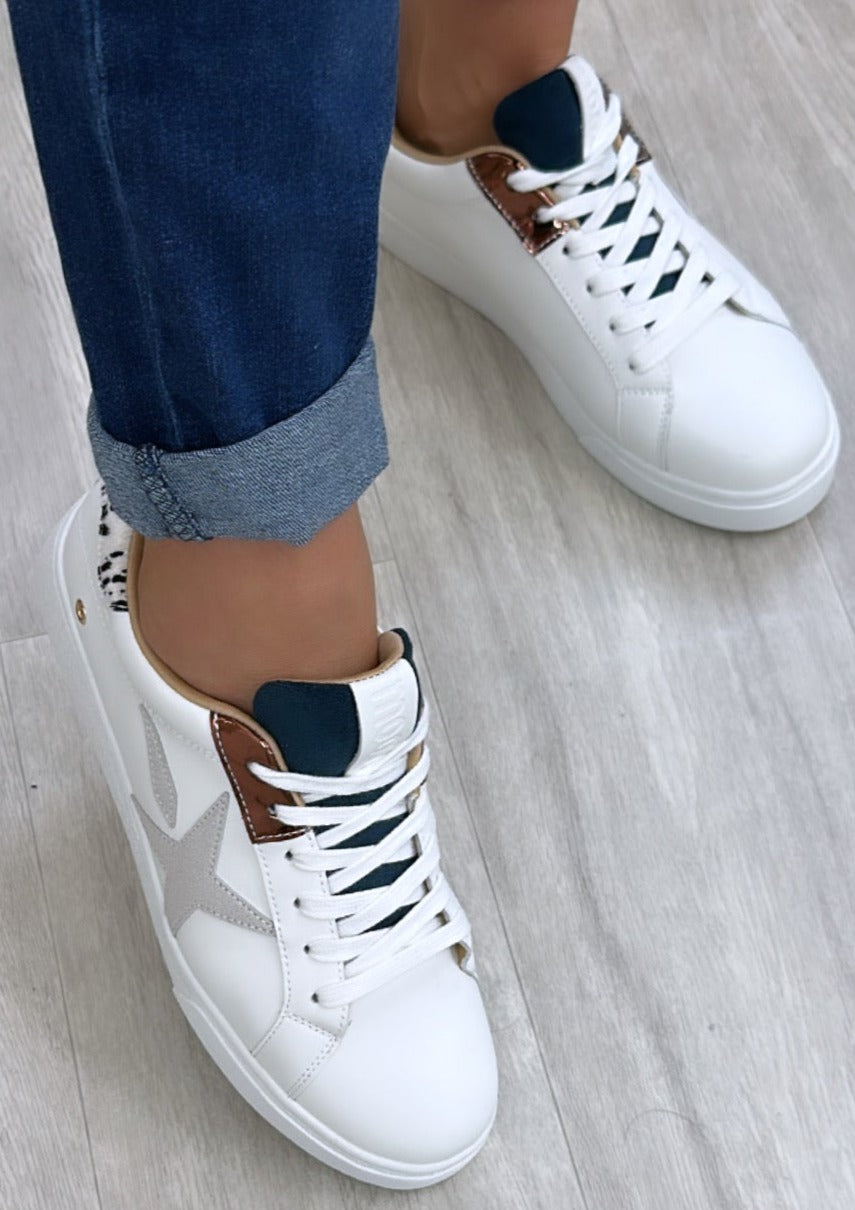Nell White Star Applique Trainers