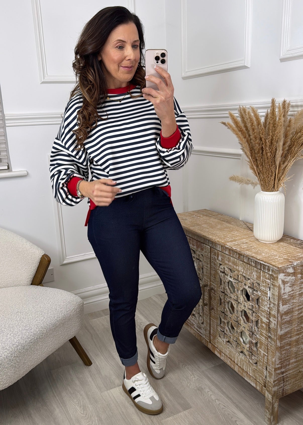Harriet Navy Denim Look Chinos