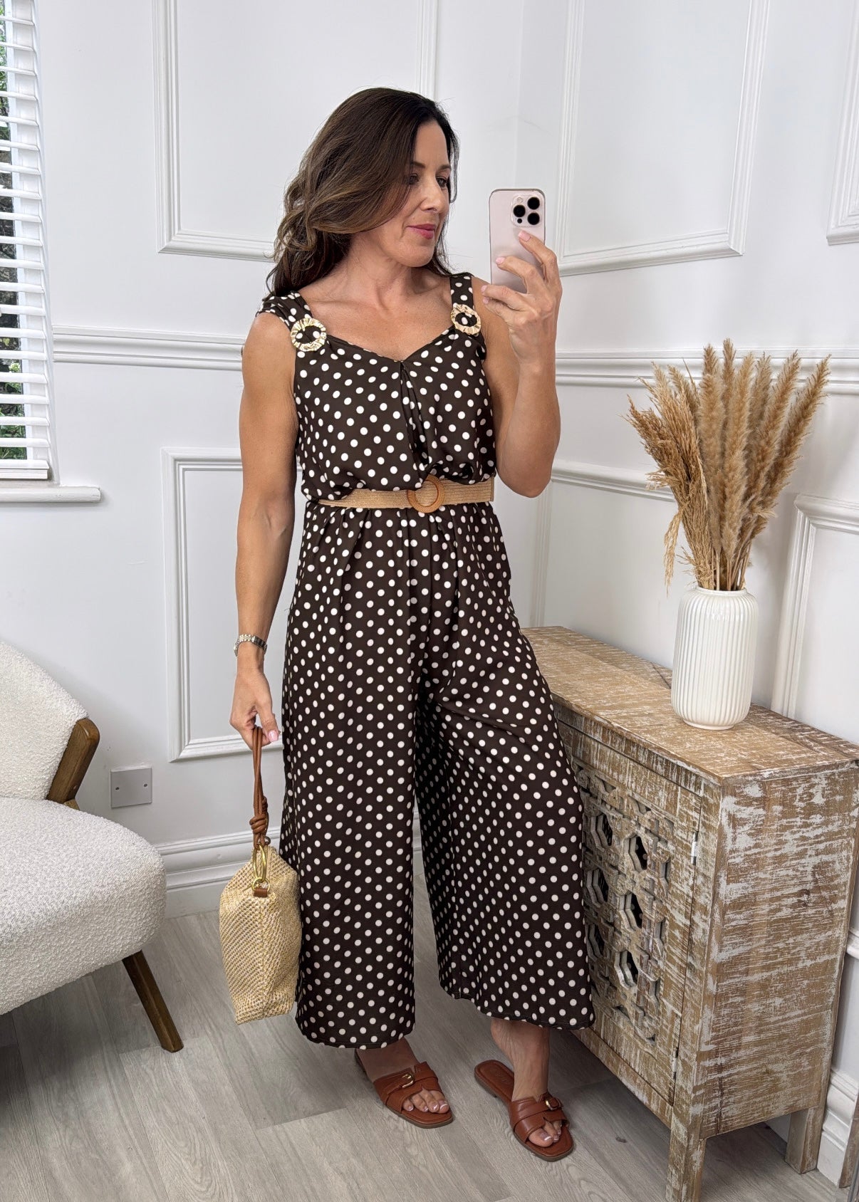 Goldie Brown Polka Dot Jumpsuit