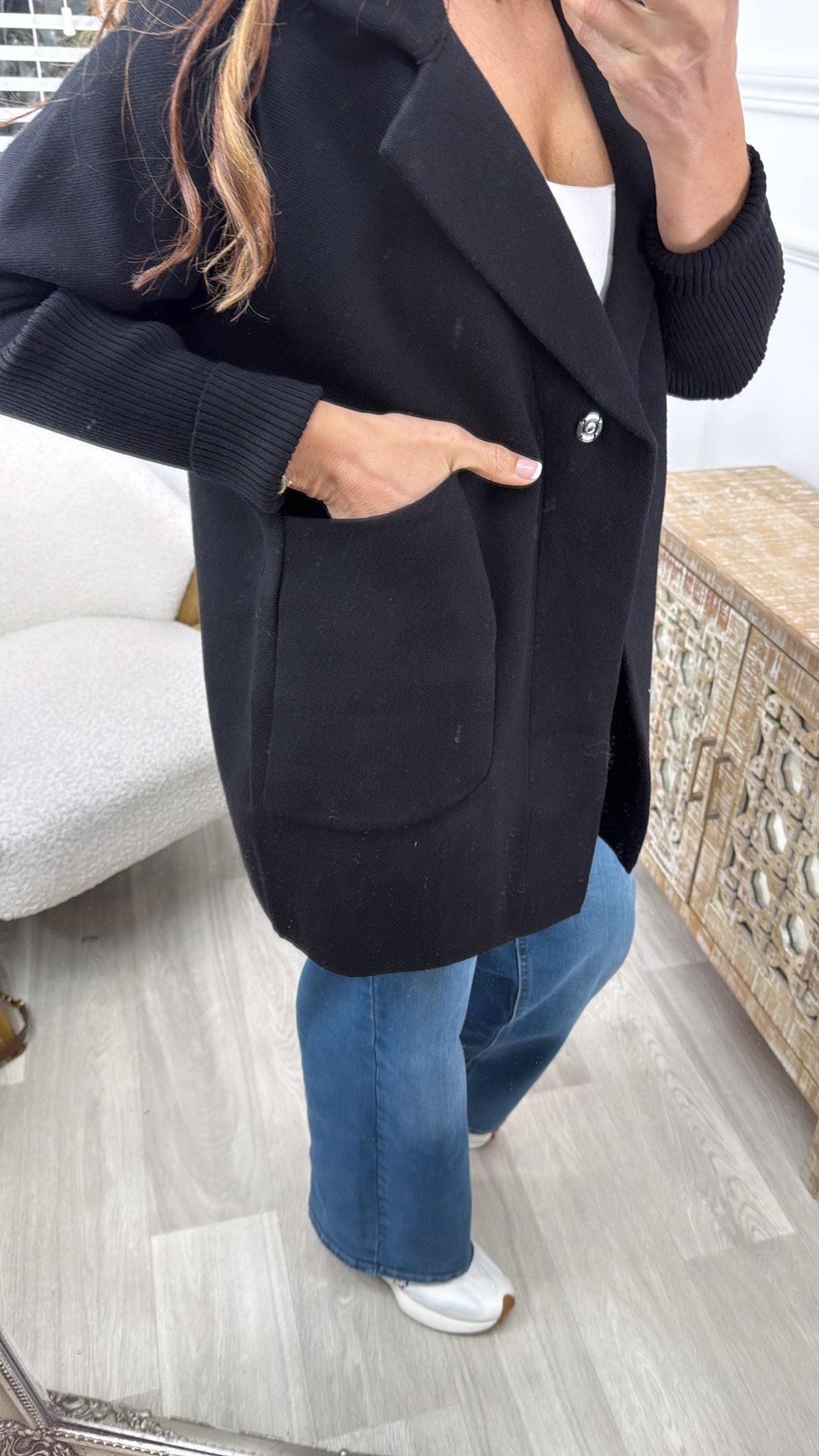 Madlena Black Knit Sleeve Coat