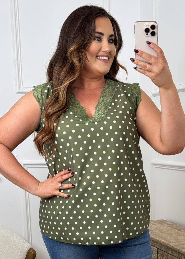 Trisha Khaki Polka Dot Cami