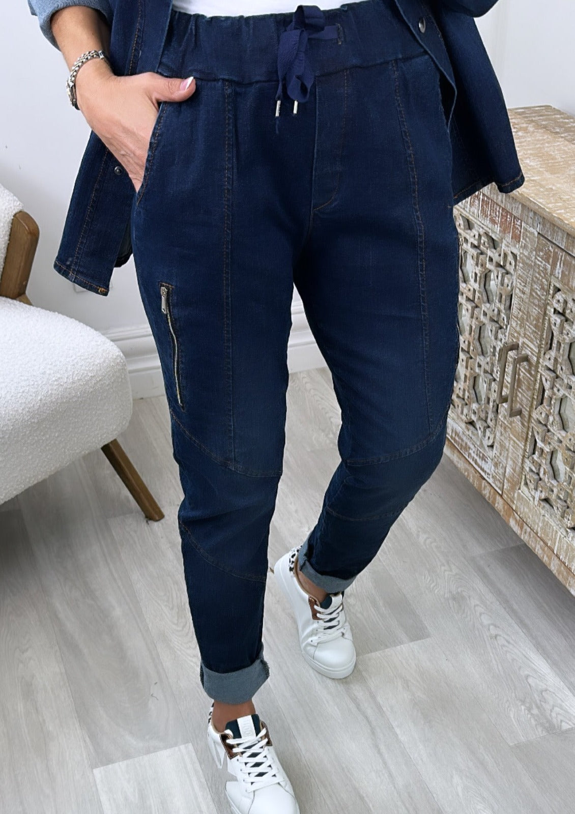 Libby Dark Blue Zip Detail Jeans