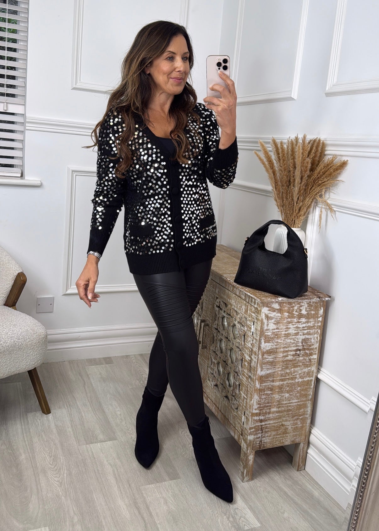 Francine Black Sequin Cardigan