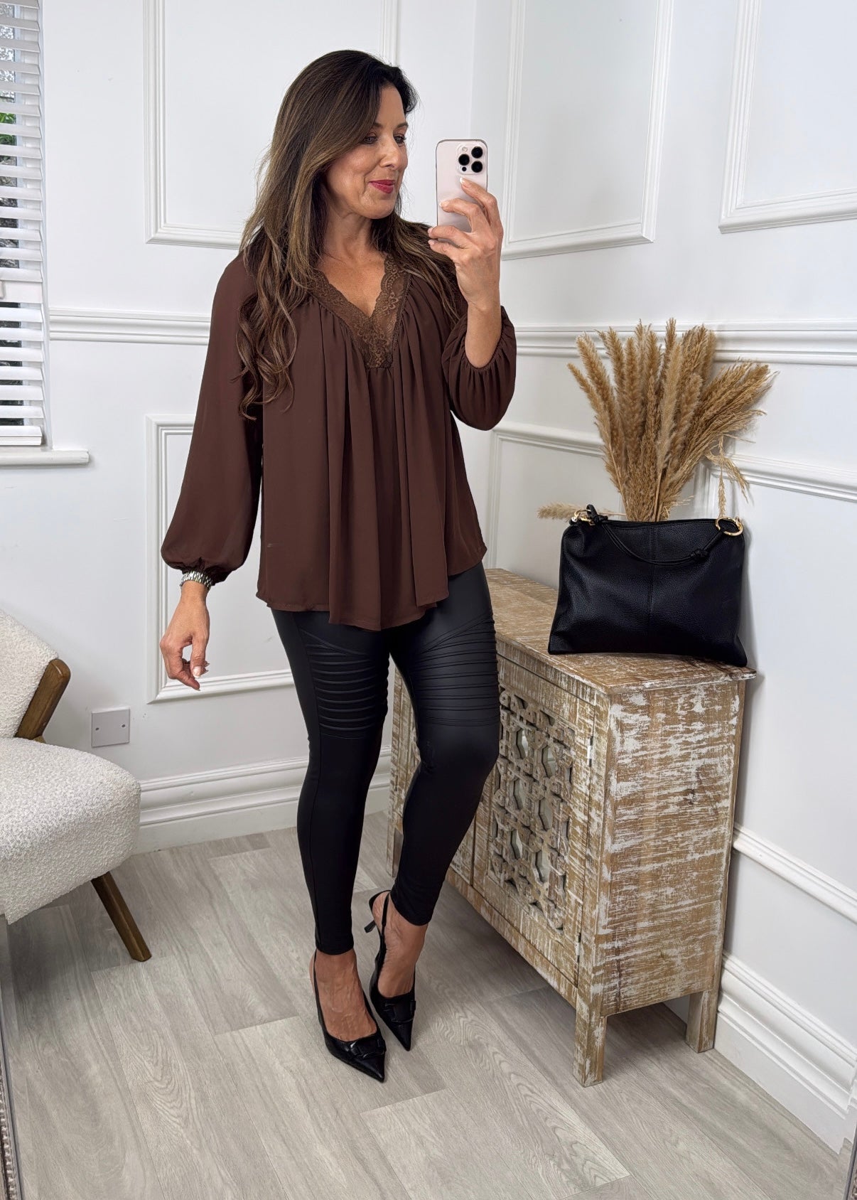 Martha Brown V-Neck Top