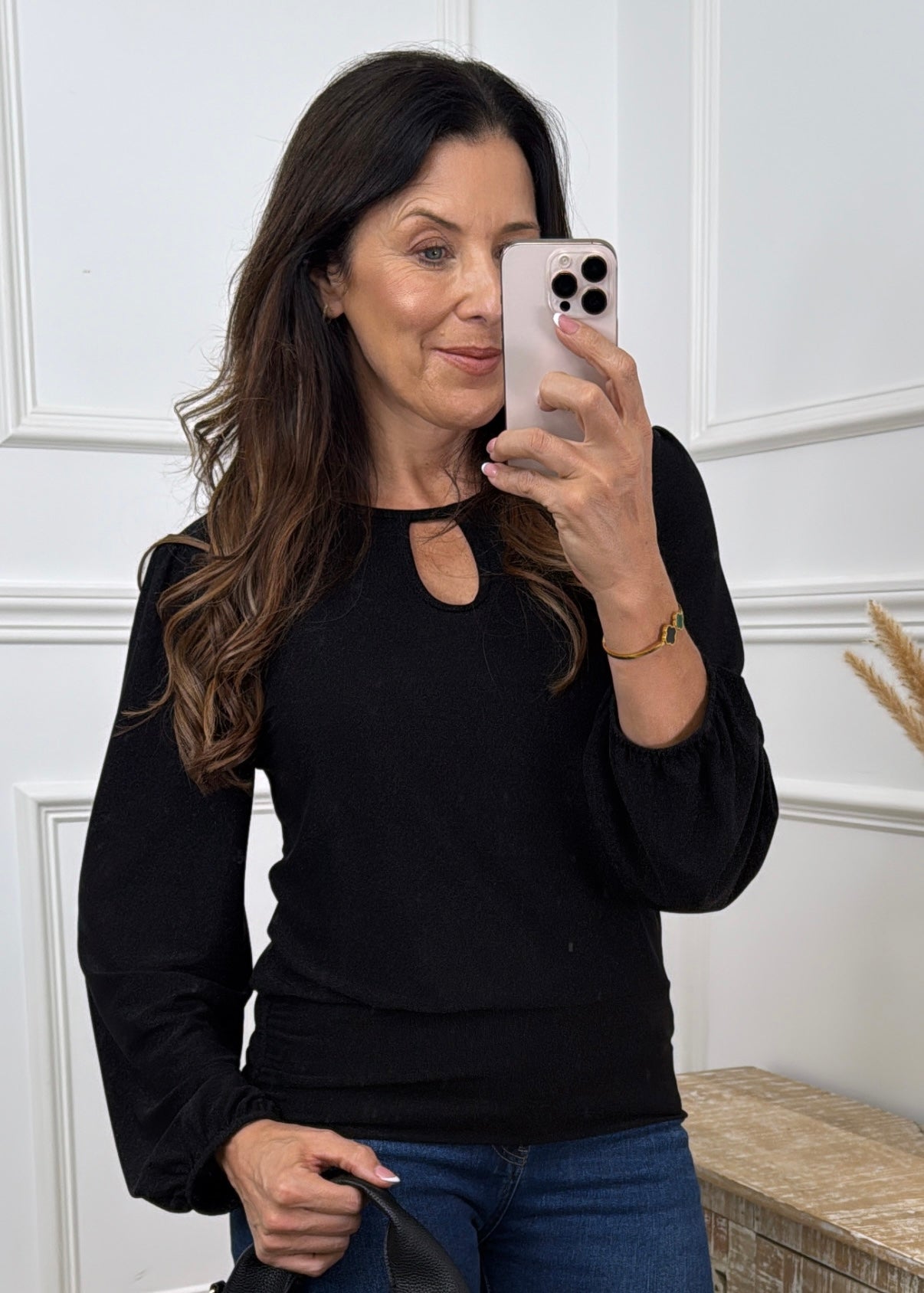 Attracta Black Neck Cut Out Blouse