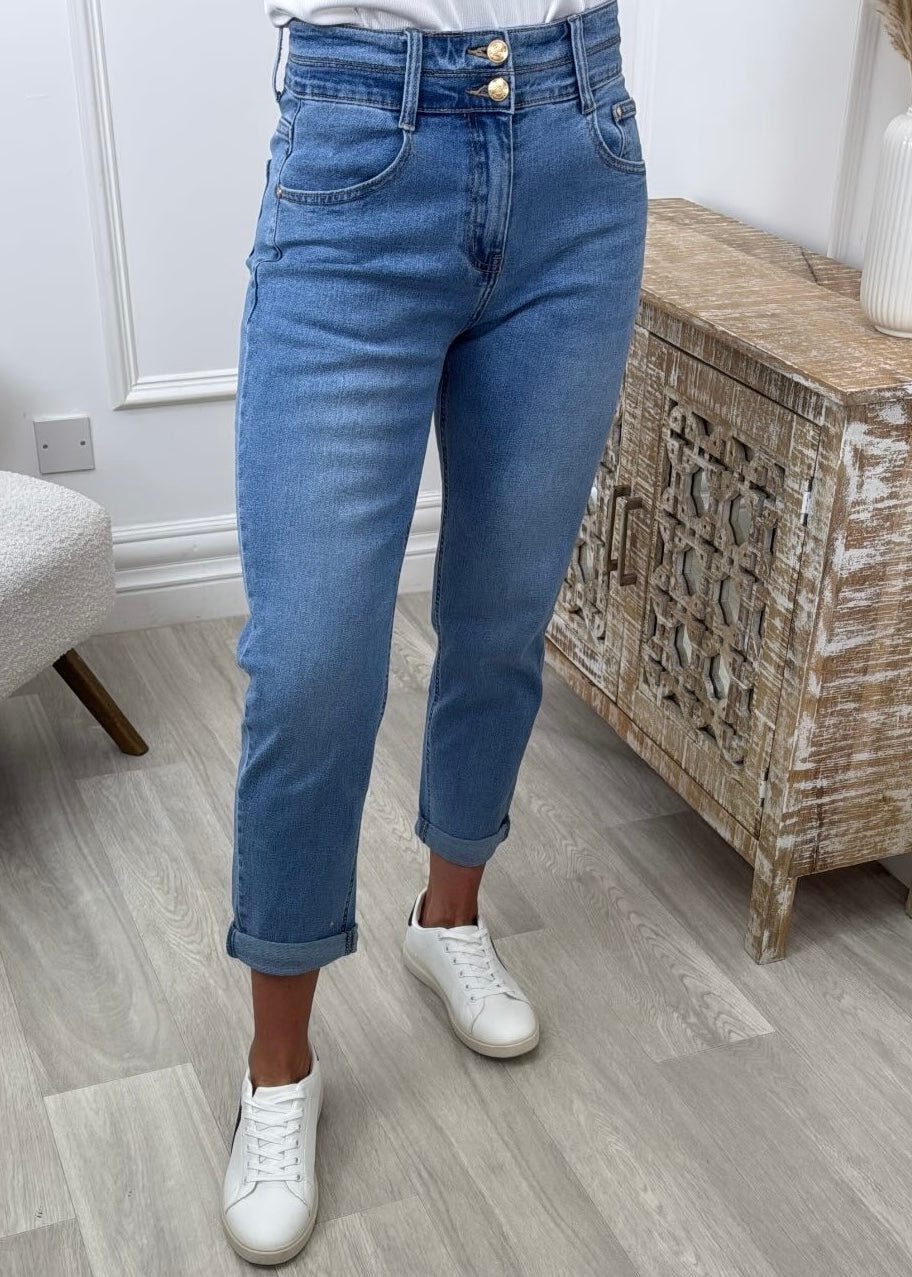 Grace Blue High Waist Mom Jeans