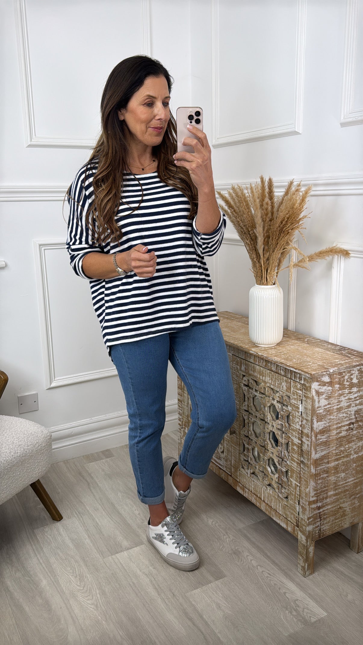 Francine Navy Striped Top