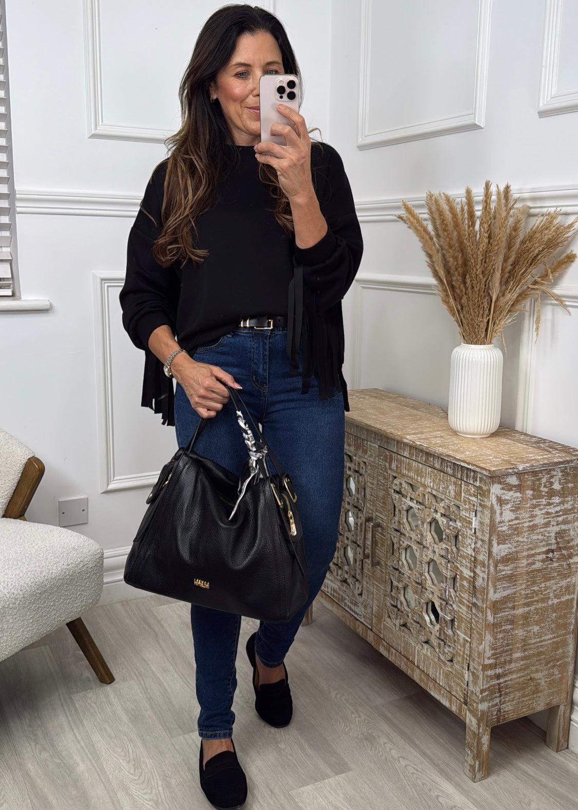 Nicky Black Fringe Sweatshirt