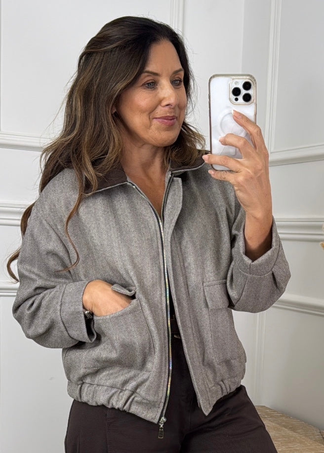 Carriann Beige Suedette Collar Jacket