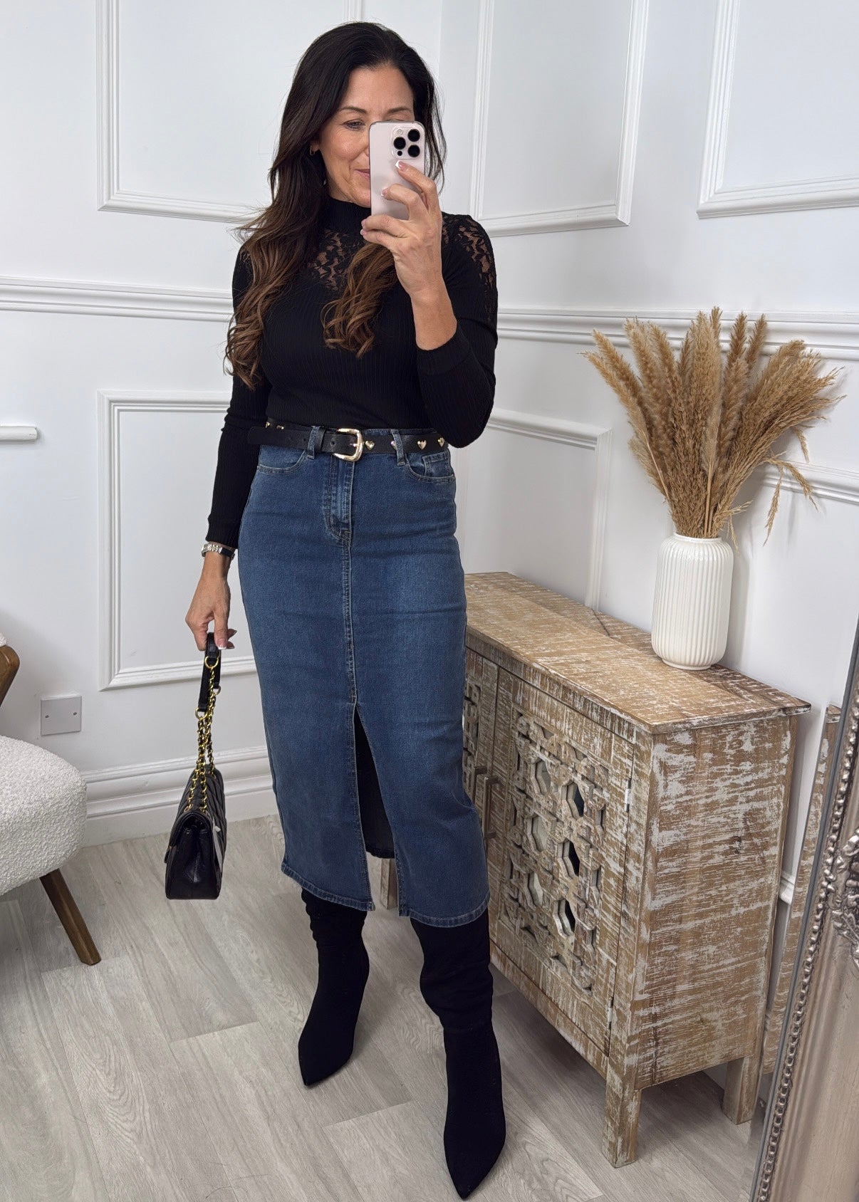 Della Blue Denim Midi Skirt