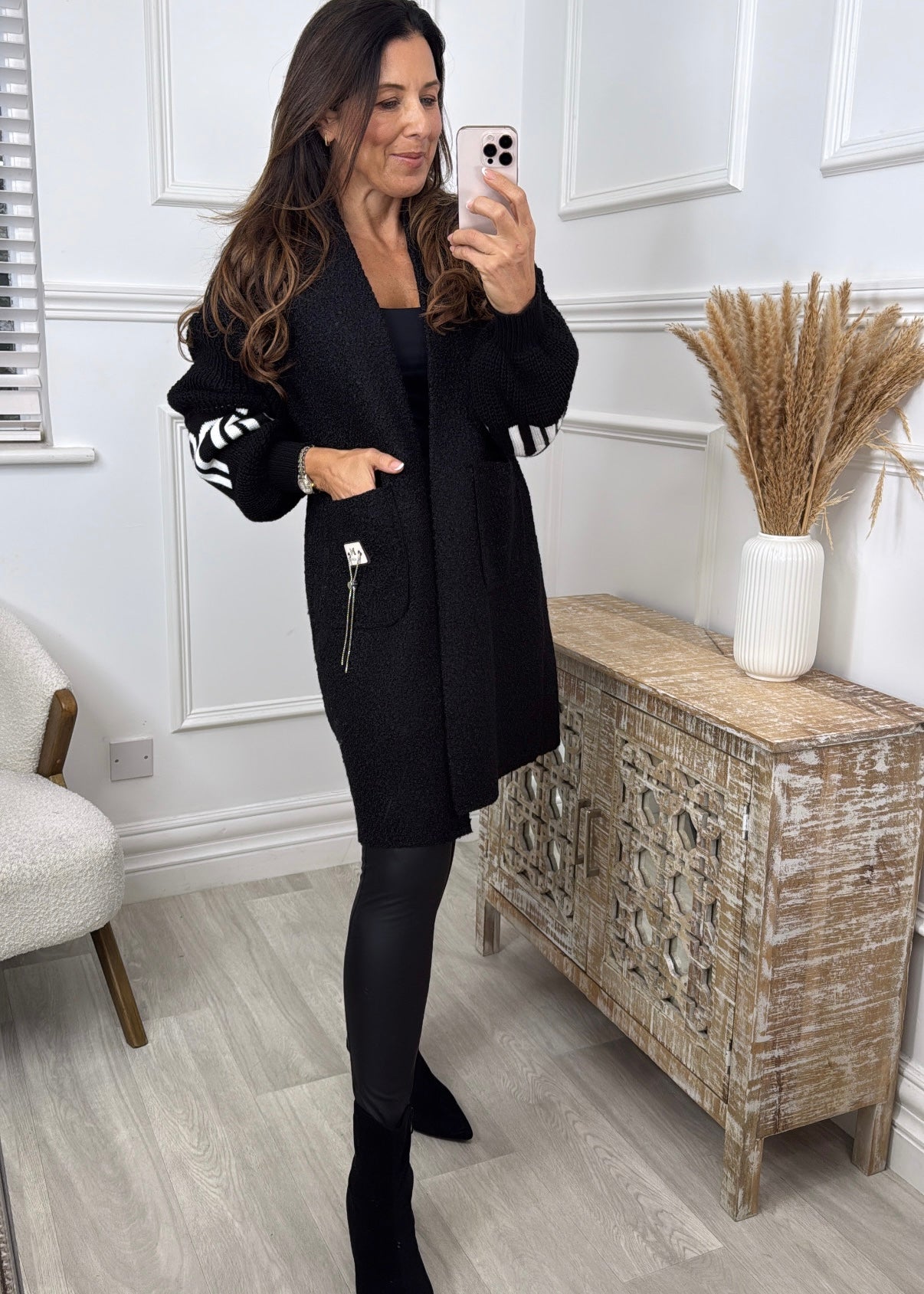 Ashley Black Knit Sleeve Coatigan