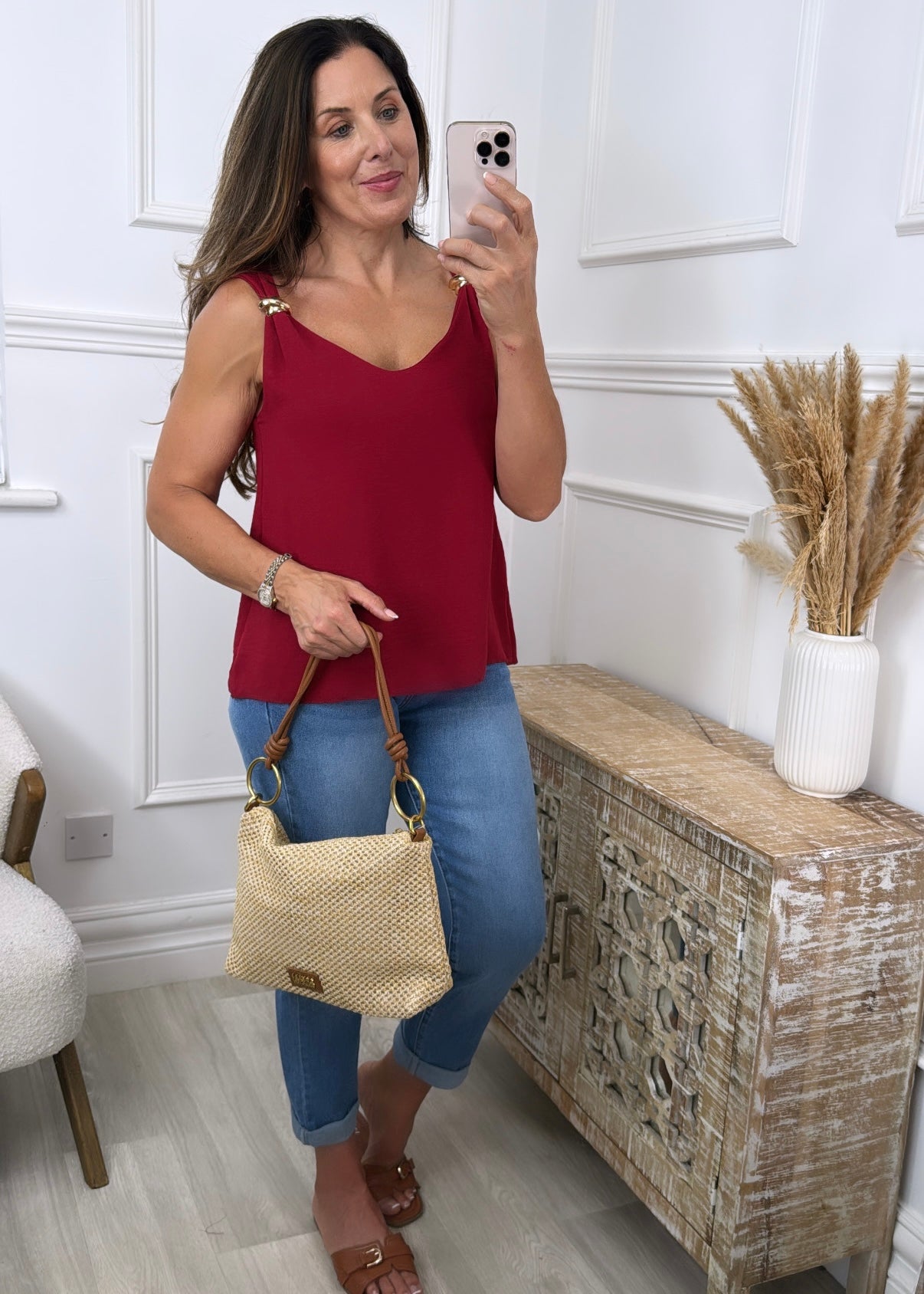 Sabine Wine Gold Clasp Cami