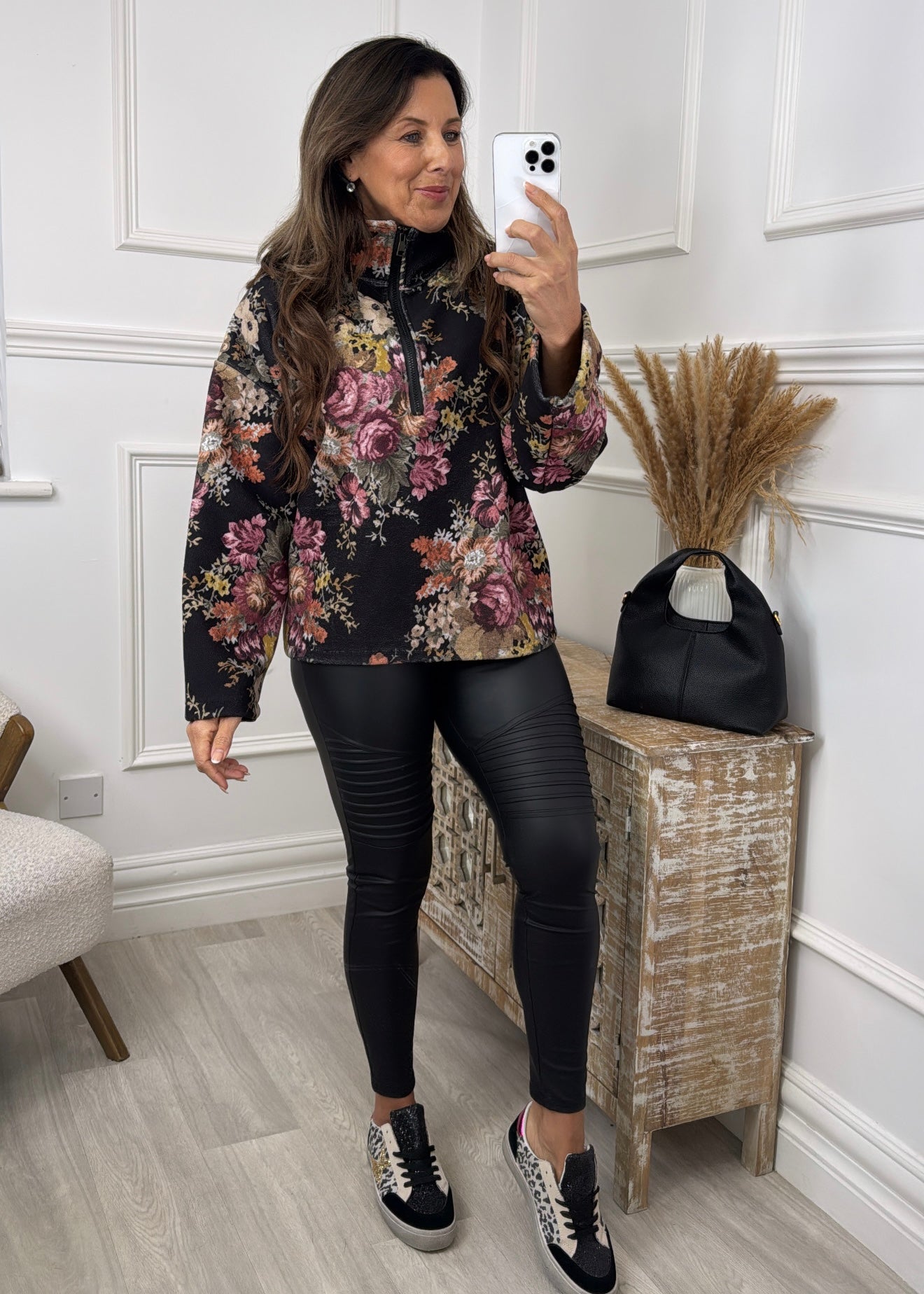 Gerry Black Floral Half Zip