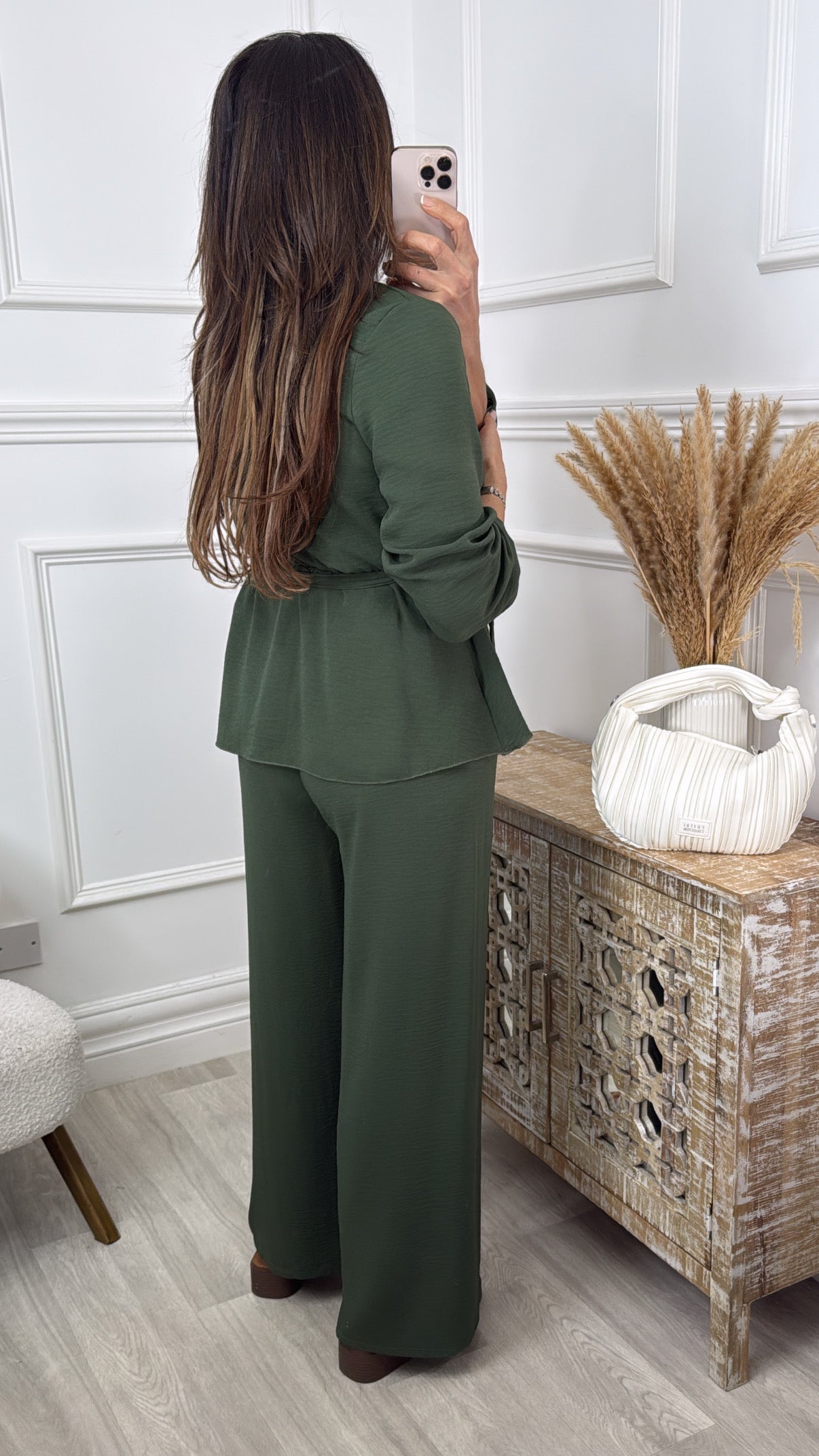 Andrea Khaki Wrap Top Set