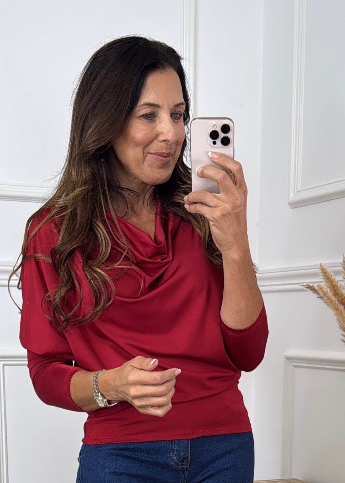 Pamela Wine Cowl Neck Blouse