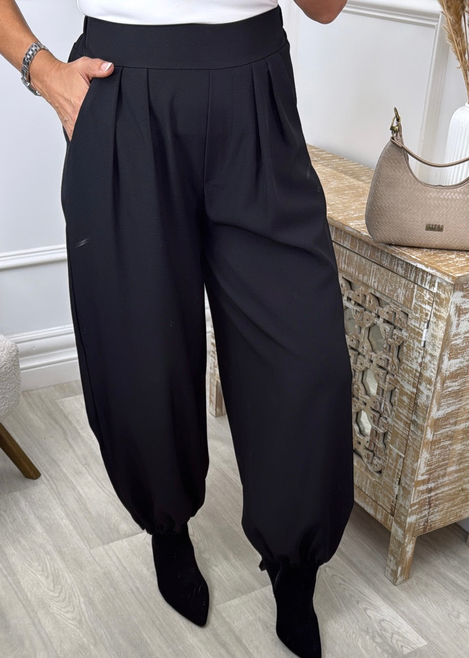 Julie Black Pleat Balloon Pants