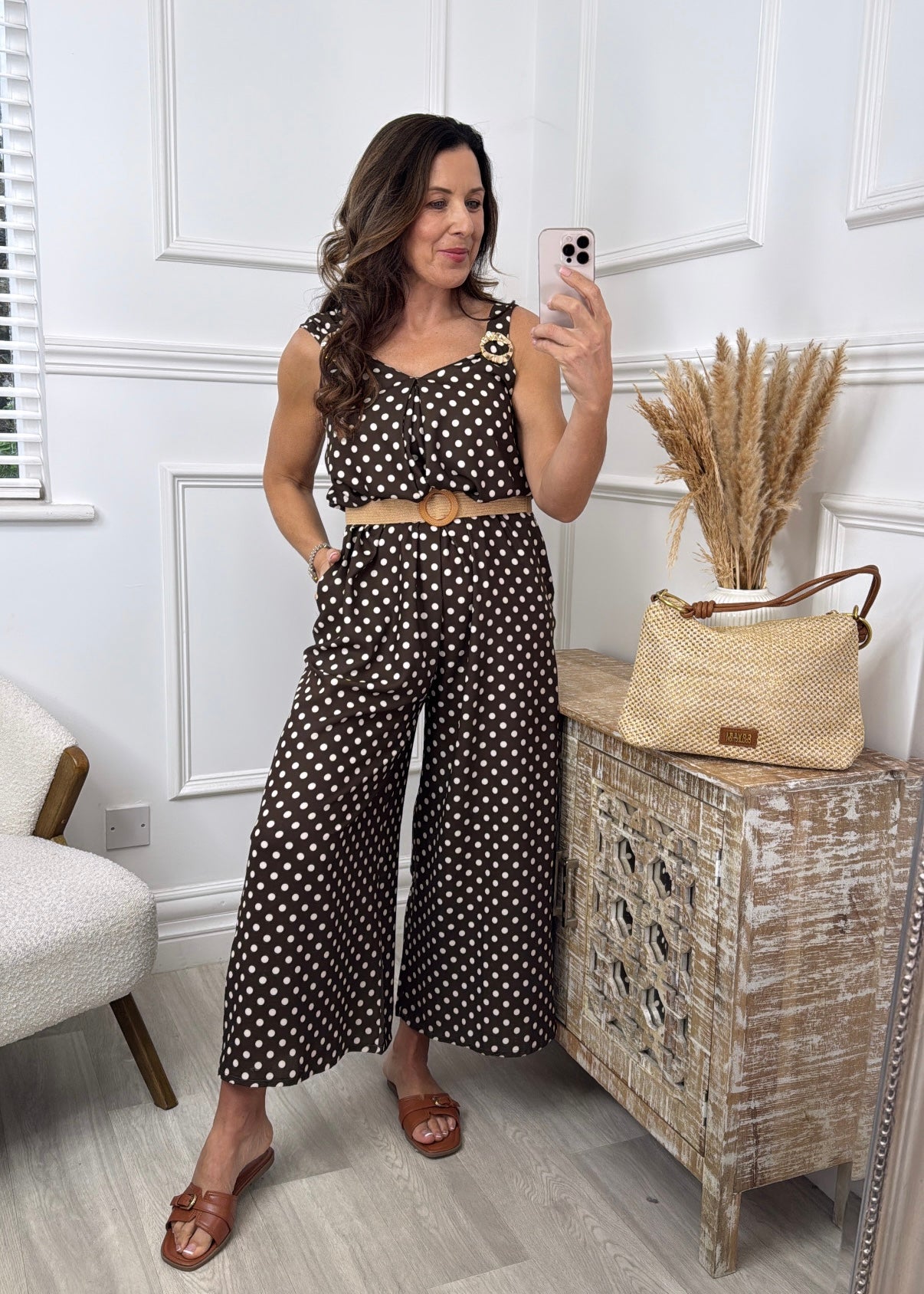 Goldie Brown Polka Dot Jumpsuit