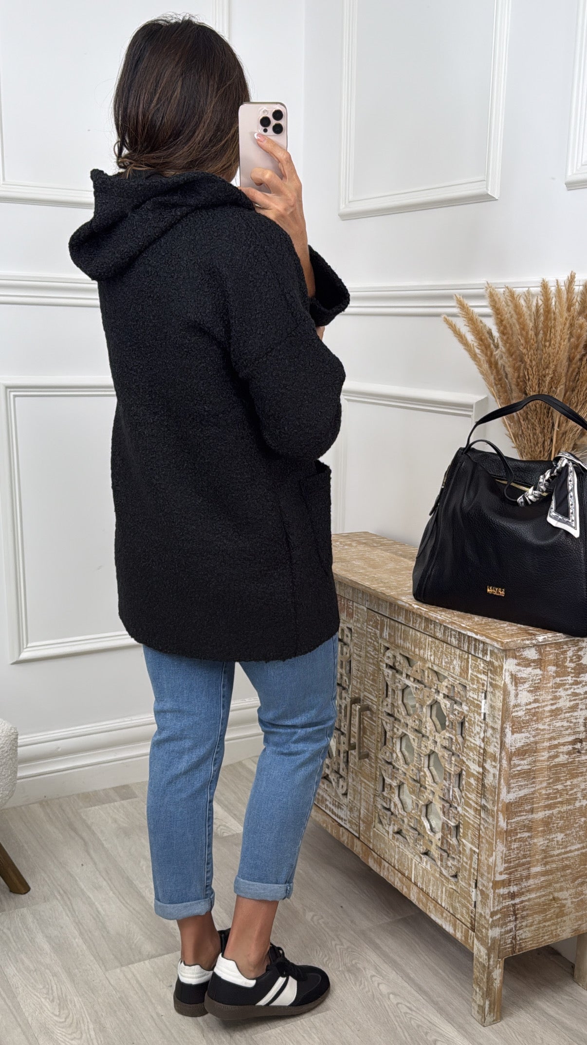 Kylie Black Hooded Coatigan