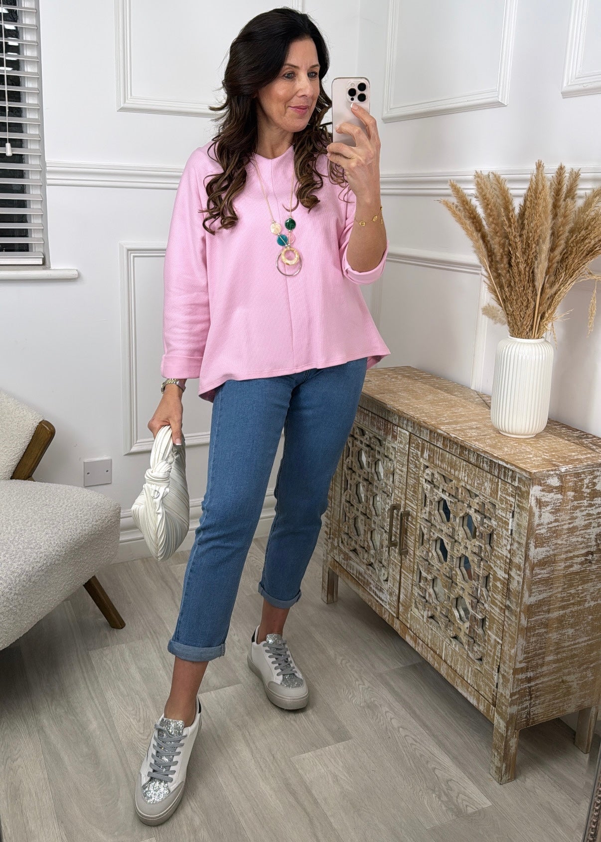 Carly Pink Textured Top