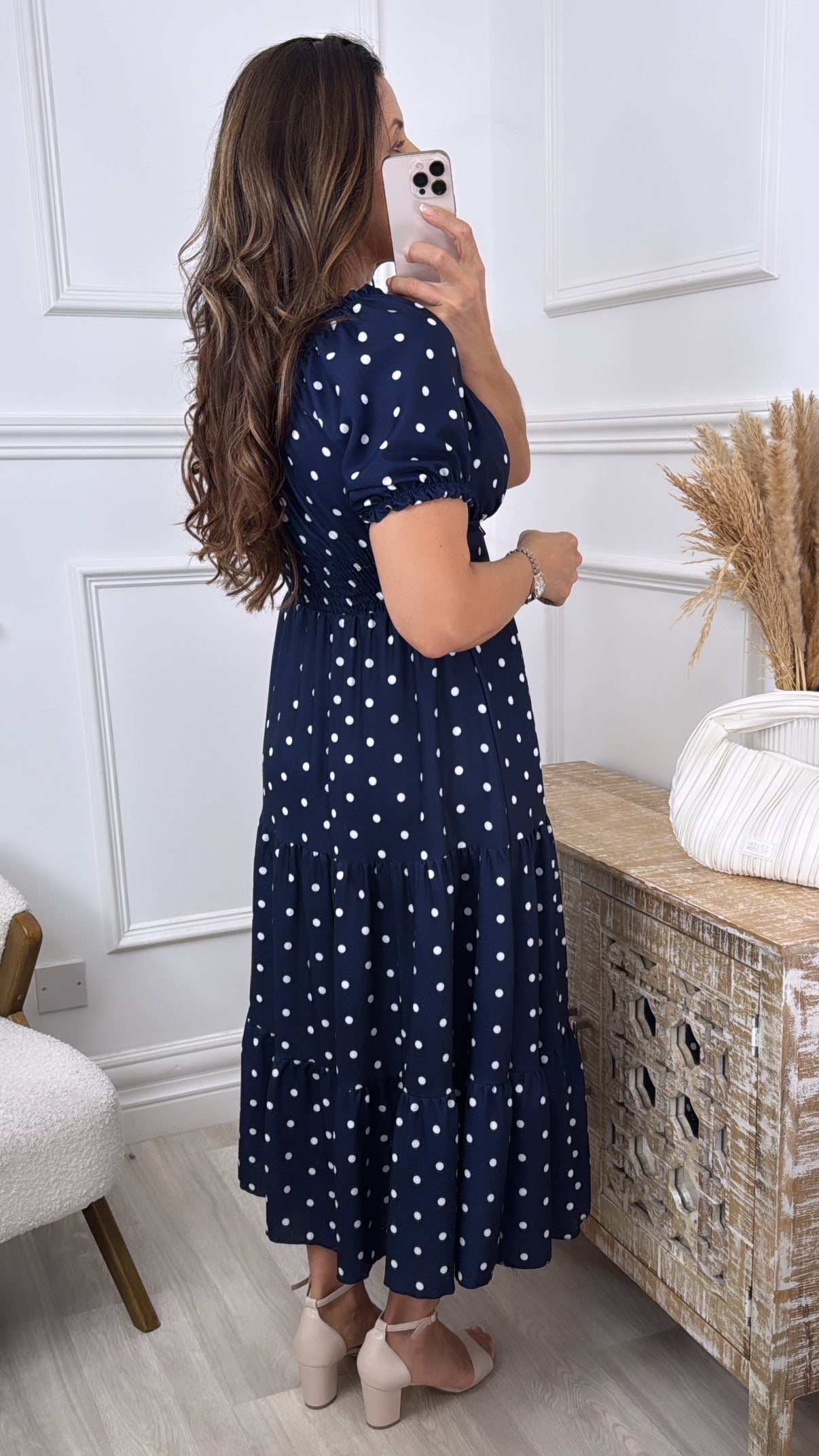 Ciaramai Navy Polka Dot Dress