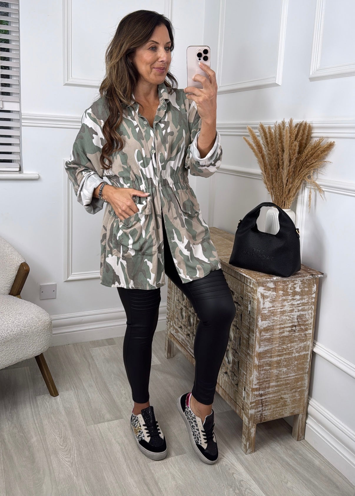 Keira Beige Pocket Cargo Shirt