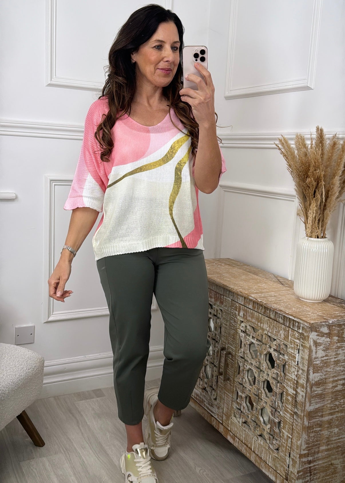 Harper Pink Gold Detail Top