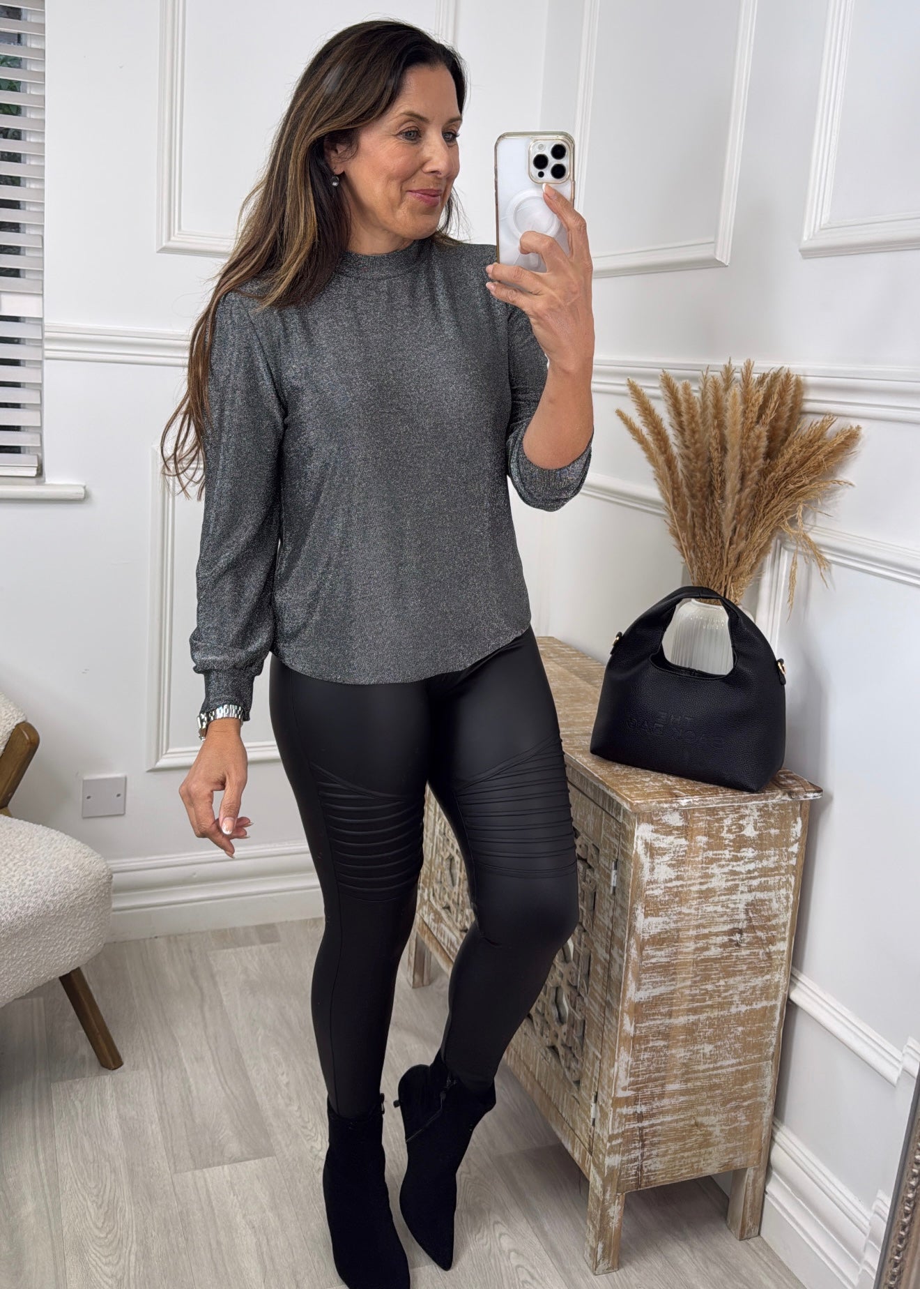 Lulu Black Glitter Long Sleeved Top