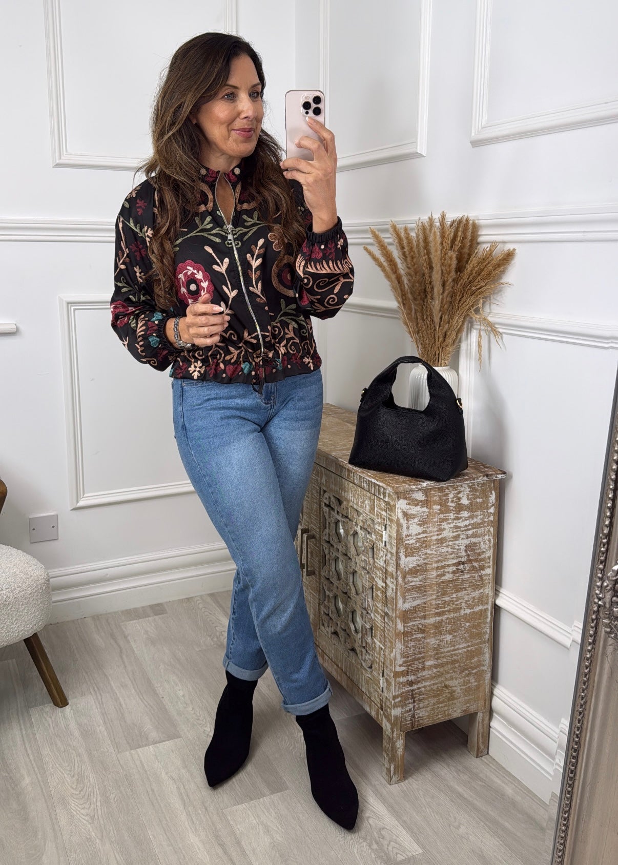 Carmen Black Print Bomber
