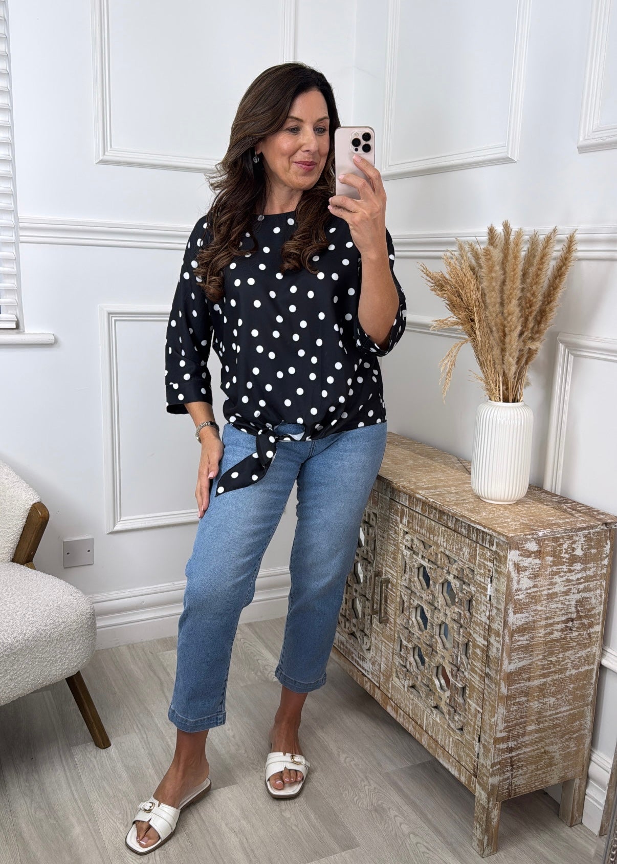 Zelda Black Polka Dot Top