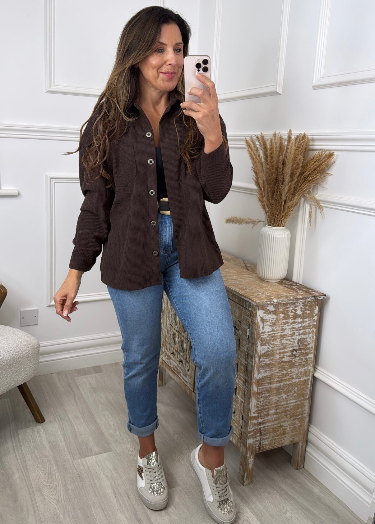 Scarlett Brown Cord Pocket Shirt