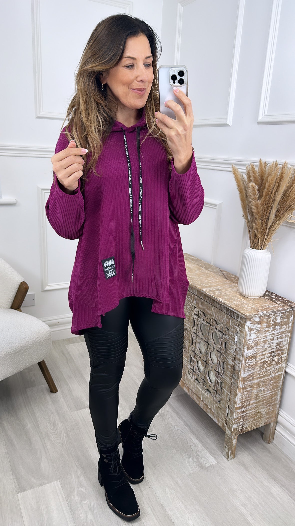 Sheena Wine Velour Hoodie