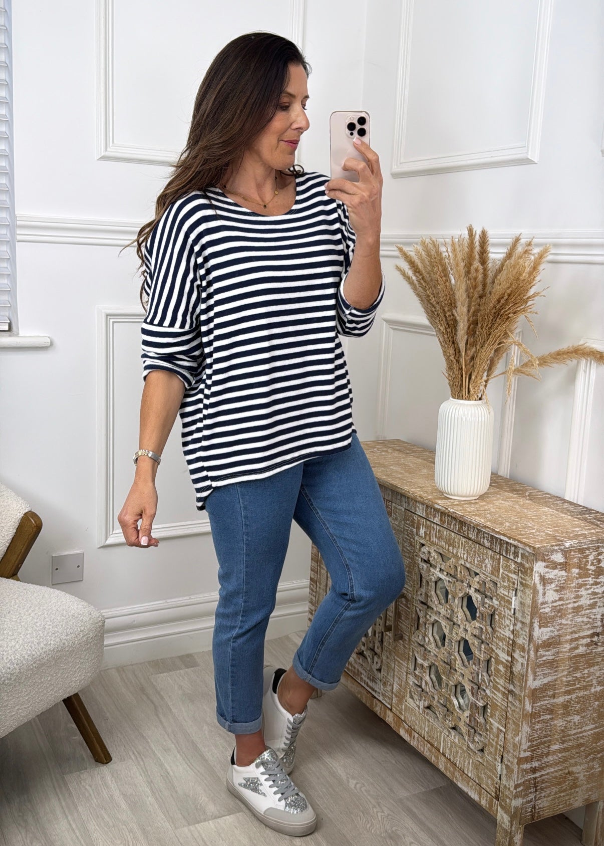 Francine Navy Striped Top