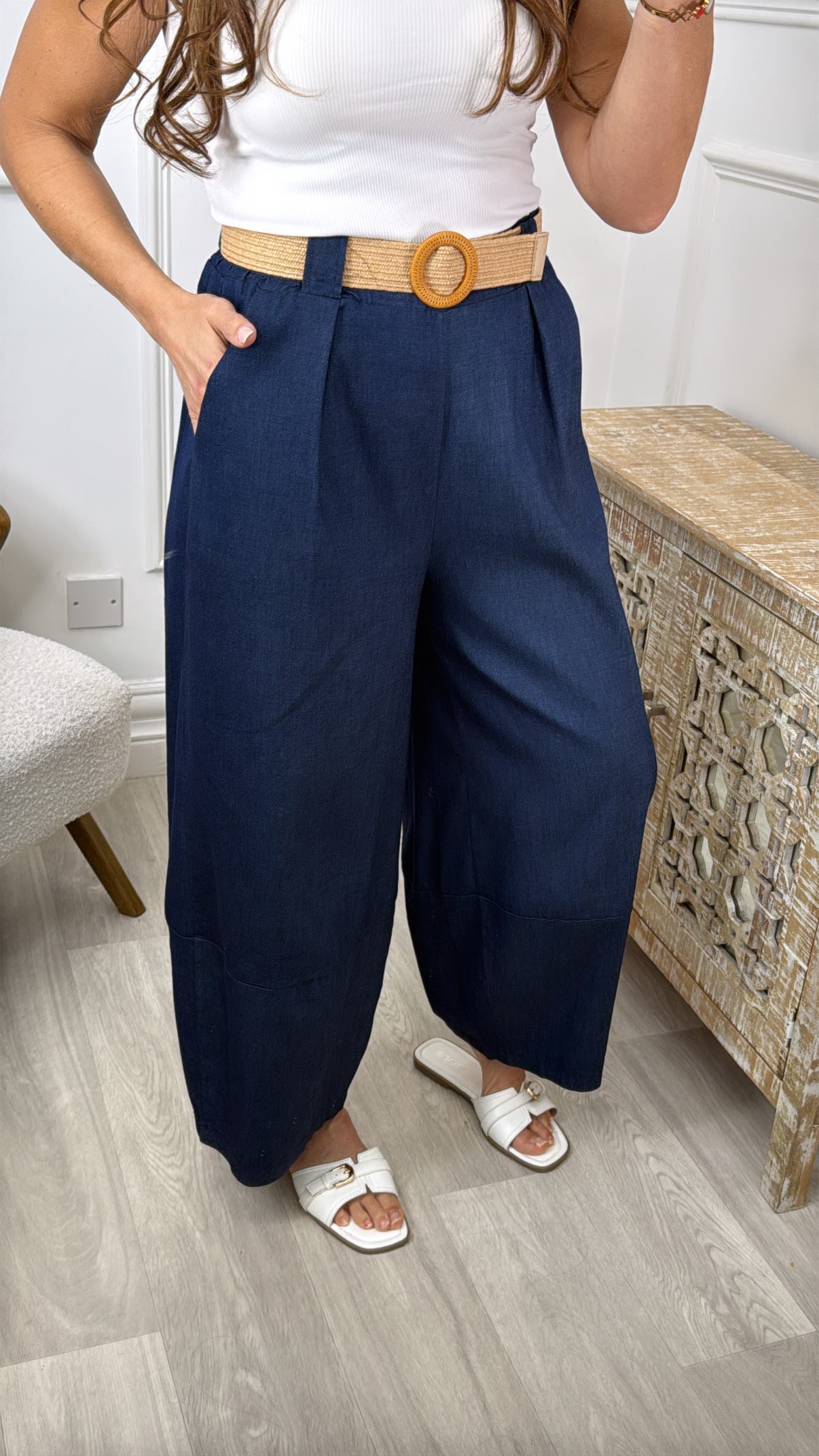 Allegra Dark Blue Baggy Trousers