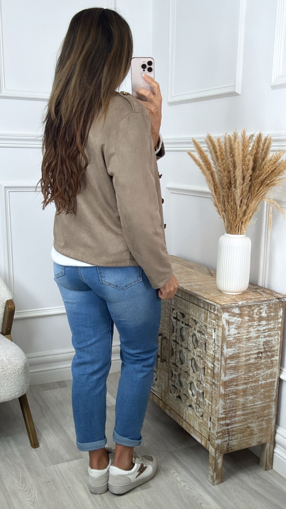 Laney Beige Military Button Jacket