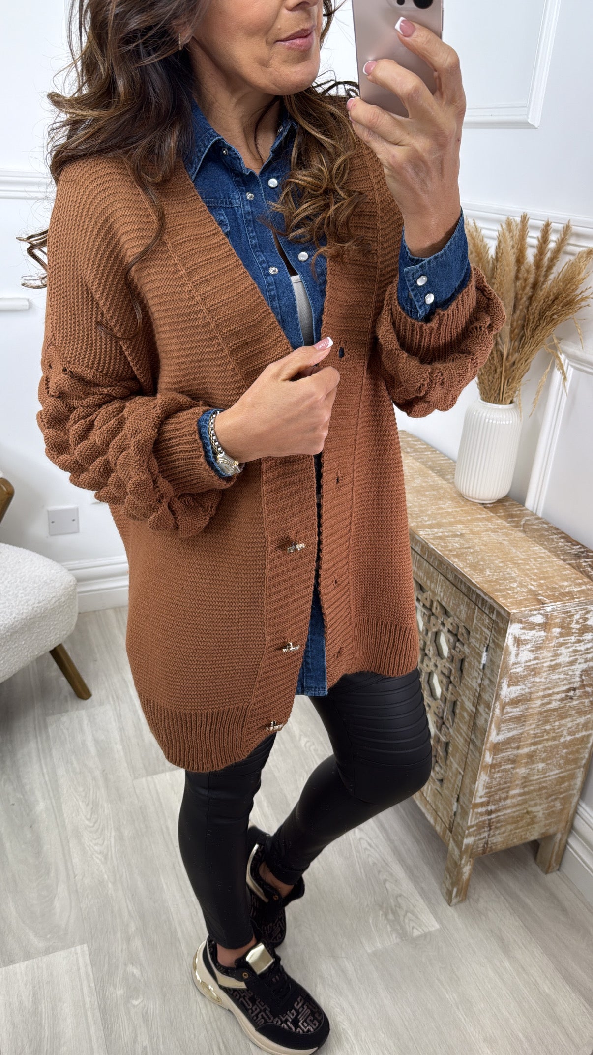 Blair Camel Bubble Sleeve Cardigan