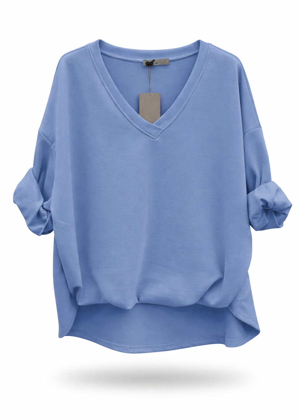Georgette Denim V Neck Top